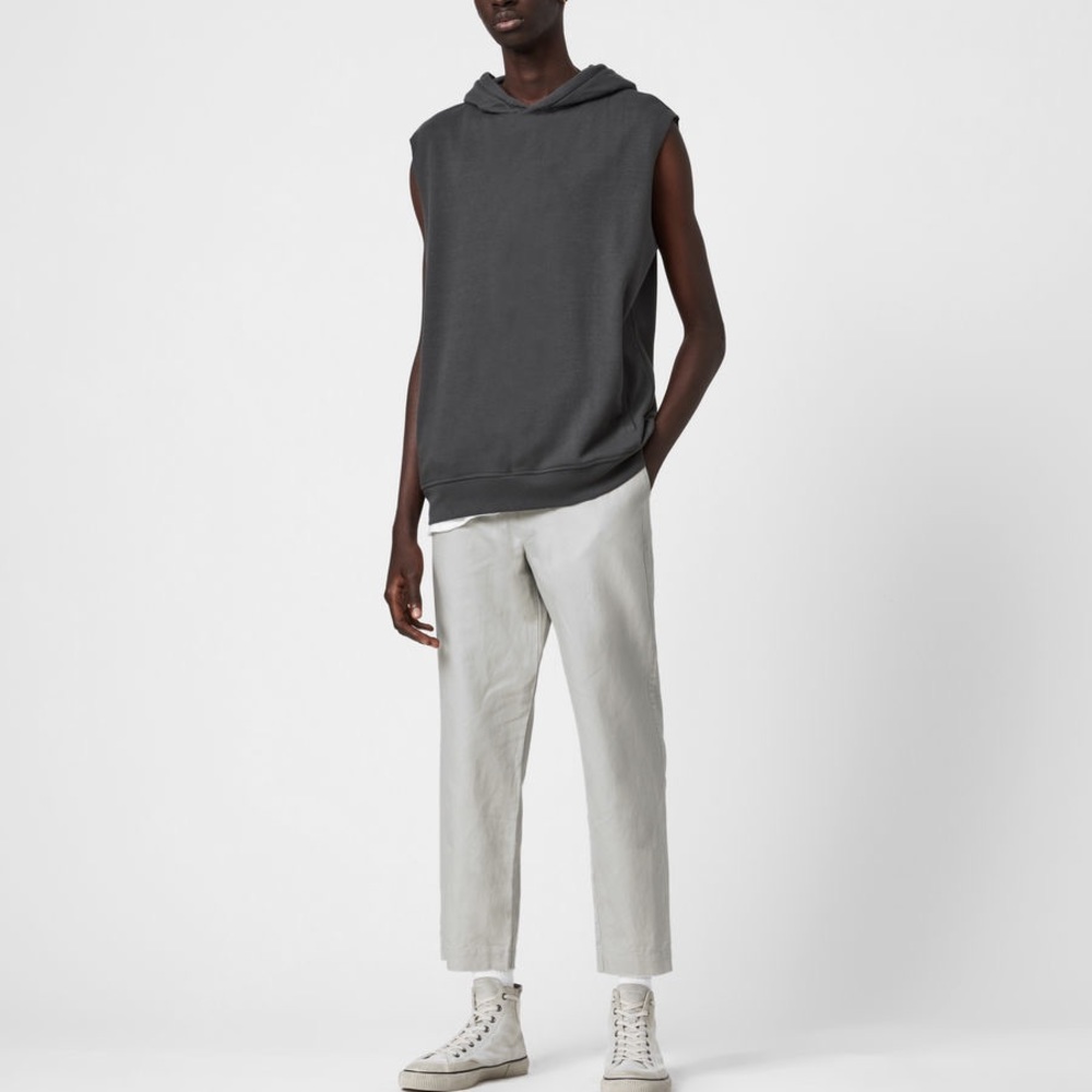 ALLSAINTS LUCKETT LINEN BLEND CROPPED SLIM TROUSERS